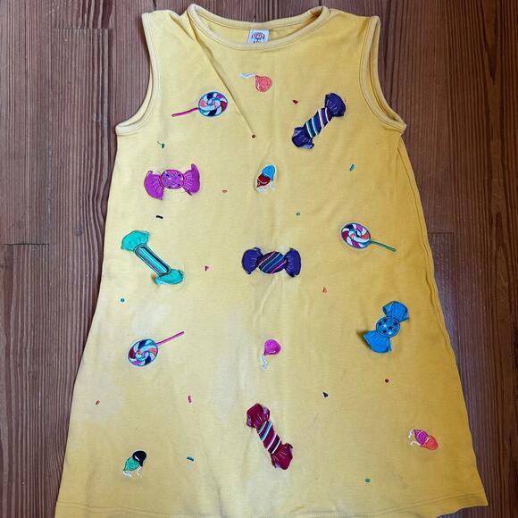 Copper Key yellow candy embroidered applique Halloween tank dress SIZE 6X - Picture 4 of 5